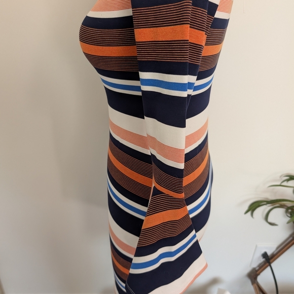 Sugarlips Blue and White Off the Shoulder Bell Sleeve Dress - Picture 3 of 8